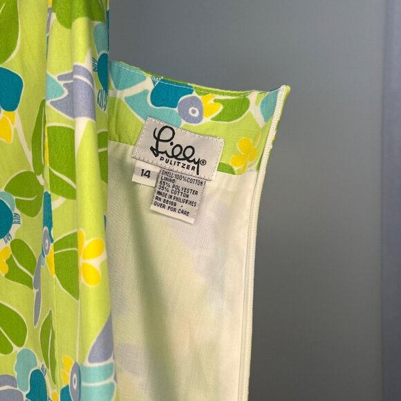 Lilly Pulitzer Vintage White Tag Green Too Jay Print Sundress Kids Girls Size 14 - Picture 5 of 6